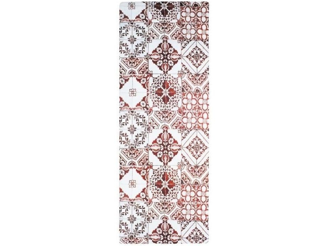 Tapete De Cozinha Azulejos De Cimento Vermelho 45x120 - Vinil Antiderrapante