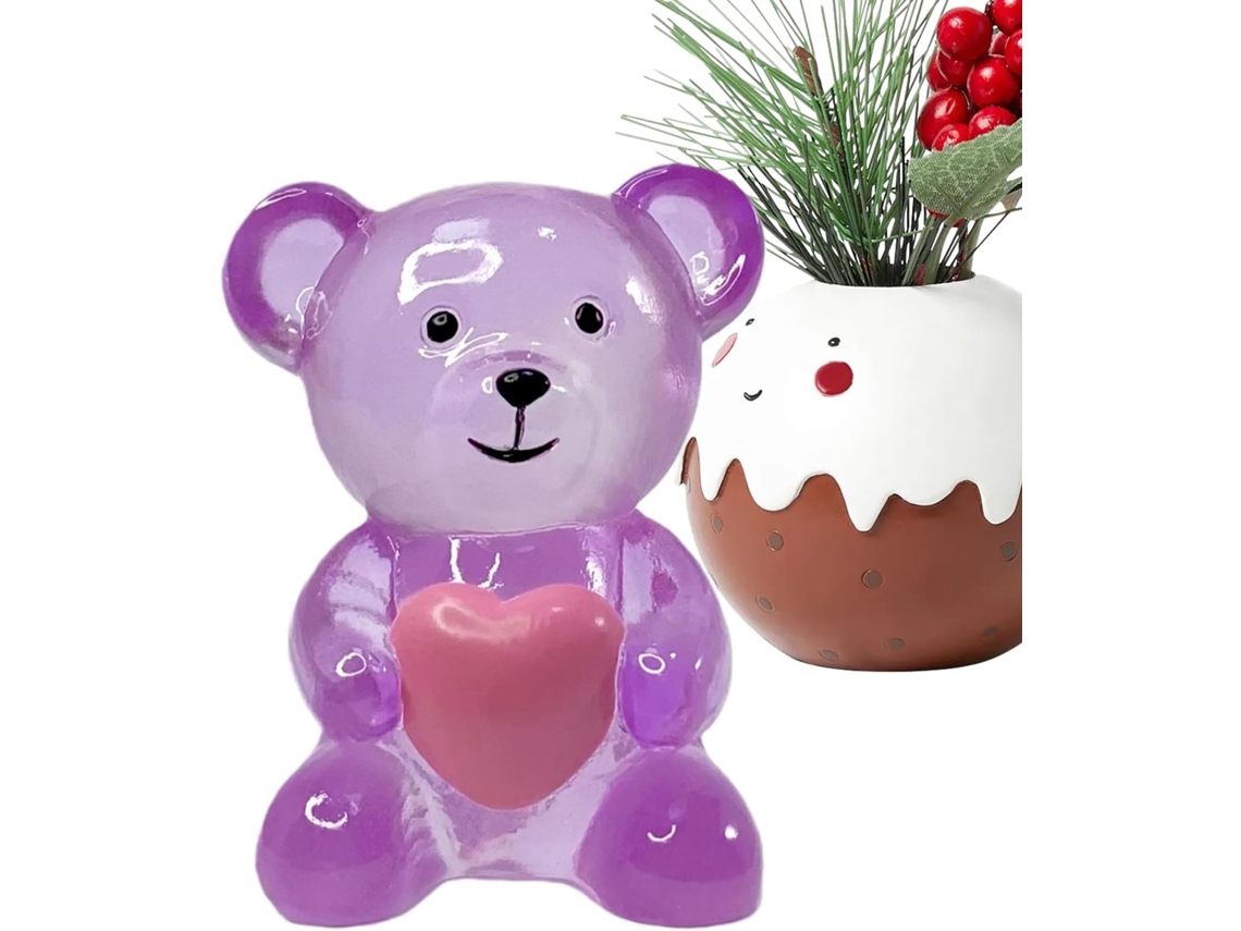 Urso Decorativo De Resina/enfeite De Mesa Em Forma De Animal Com Coração | Escultura De Urso