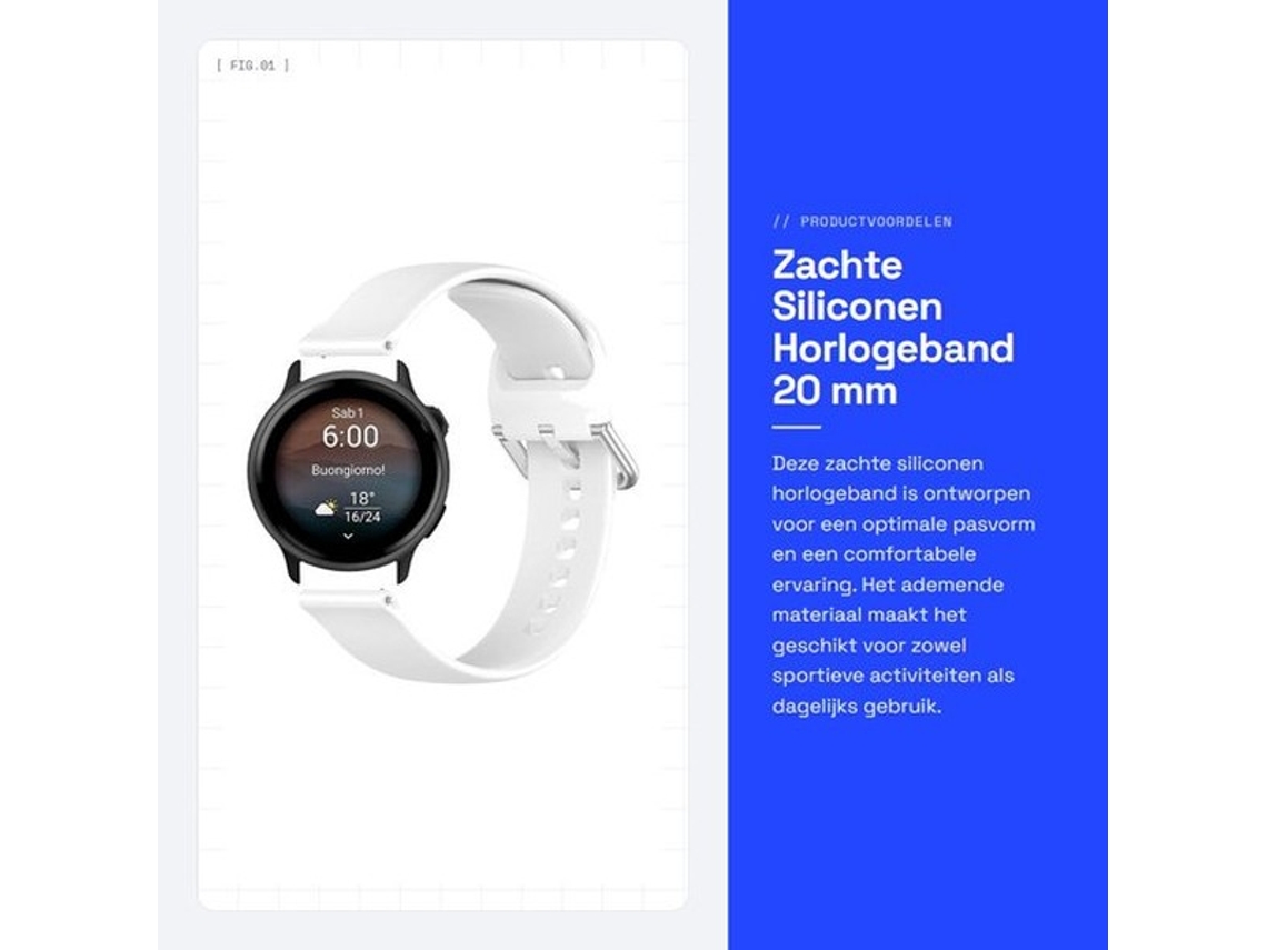 Pulseira De Silicone Macia 20 Mm Para Smartwatch