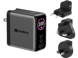 Carregador de Viagem SANDBERG PD100W Display (100W - 2 Usb-C e 1 USB-A)