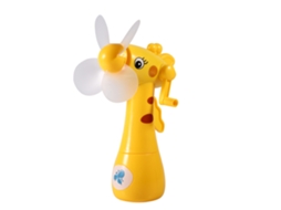 Ventilador Portátil Laxiscreed Com Pulverizador De Água E Manivela, Compacto E Amarelo, Ideal Para Uso Ao Ar Livre
