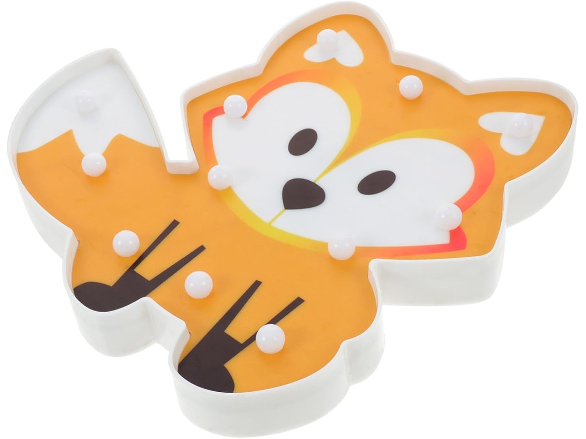 Luminária Noturna Led Raposa Laranja Em Pvc, Decoração De Desenho