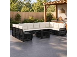 Vidaxl Conjunto De Sofá De Jardim 11 Unid. Preto E Branco Creme