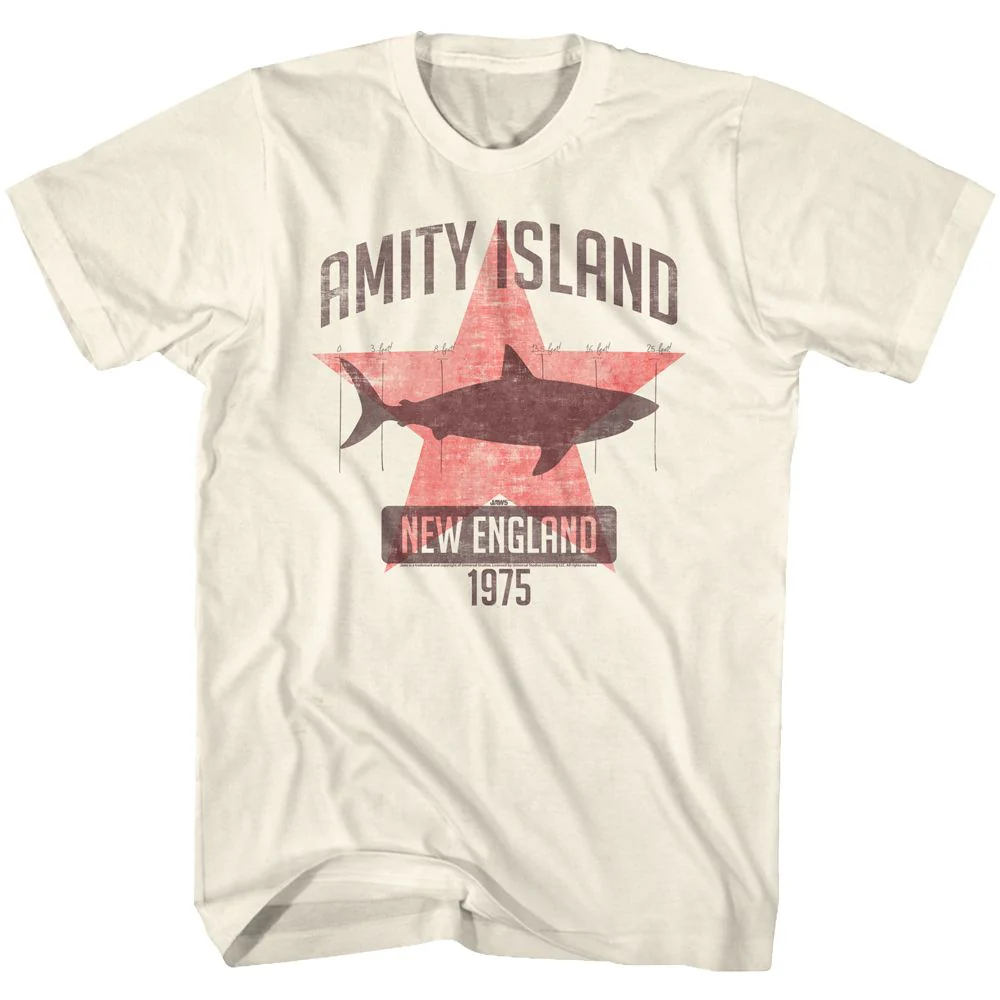 Unisex Adult T-shirt Rockinstone Jaws Movie Jawstar Solid Natural Sizexxxl