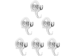 Conjunto De 6 Ventosas Sucção Potentes, Suportes Com Ventosa, Ganchos De Sucção Fortes Para Chuveiro E Banheiro, Suportam Até 3 Kg, Cor Transparente