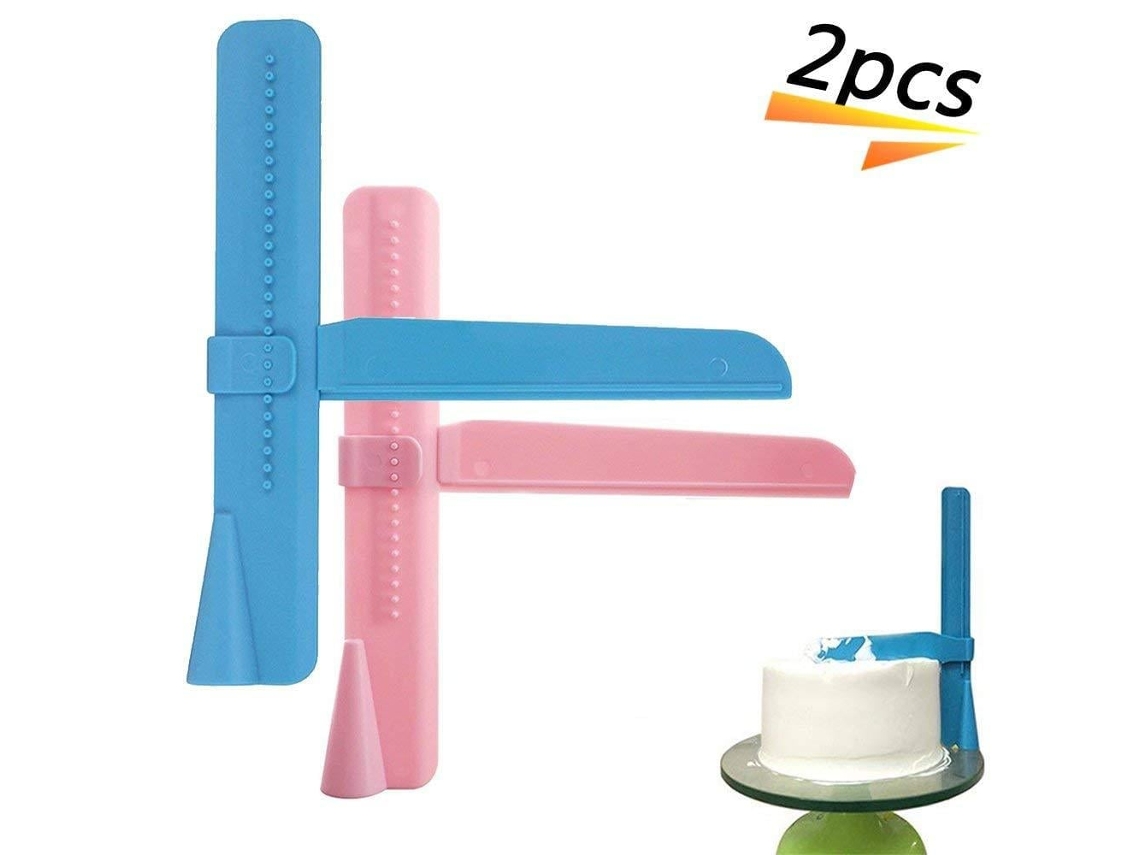 Raspador de bolos em 2 peças, ajustável, para decoração de bolos DIY, azul e rosa ZYBLSSBB