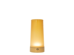 Zafferano Soffio - Luminária de mesa LED recarregável IP65 com dimmer sensível ao toque, 10h de autonomia - Vidro âmbar e detalhes em dourado Fosco