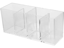 Organizador de Mesa em Acrílico Transparente com 4 Compartimentos, Design Robusto e Versátil, Ideal para Escri