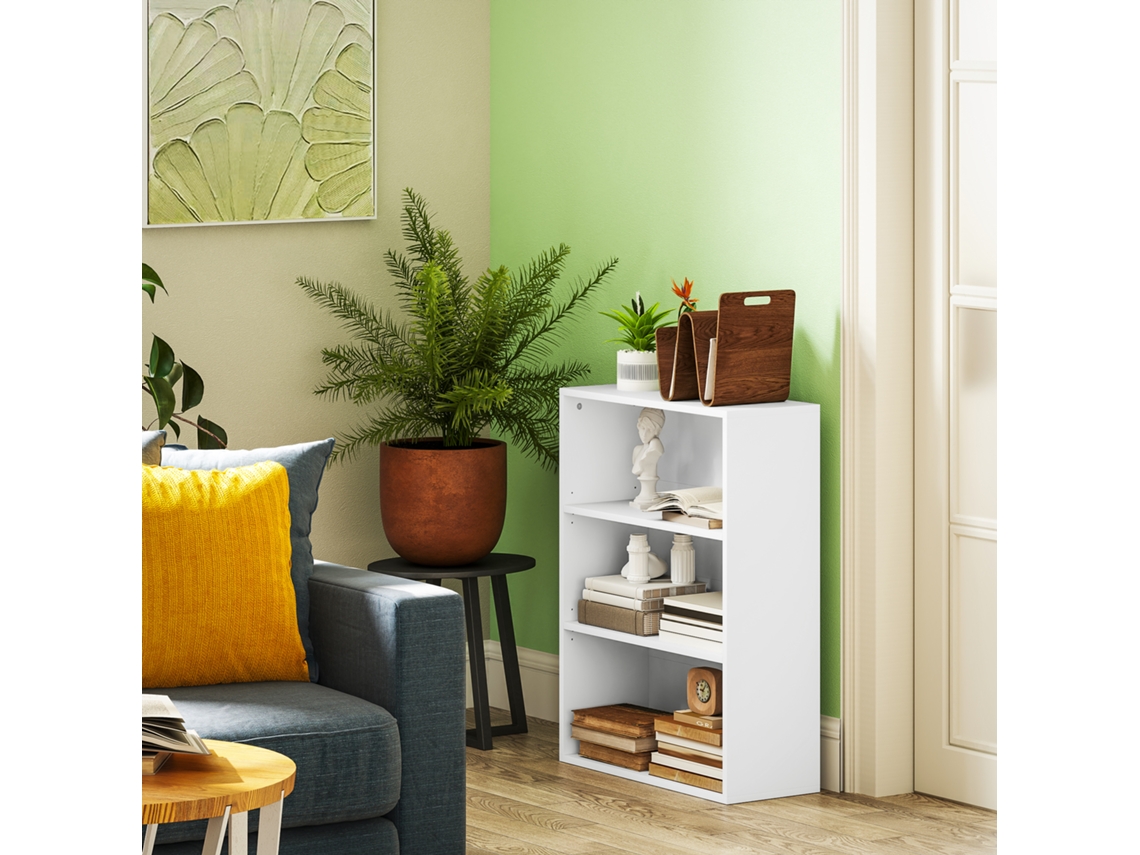 Estante Com 2 Ajustáveis E Sistema Antivuelco Para Escritório Sala Ou Quarto 60x24x80 Cm Branco