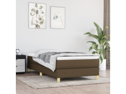 Vidaxl Estrutura De Cama Com Molas 90x200 Cm Tecido Castanho-escuro