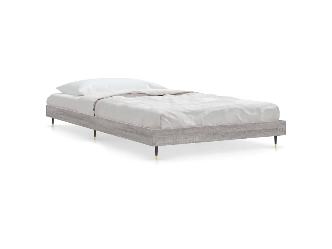 Bed Frame, Bed Frames Vidaxl Cinzeto Madeira Processada (90 X 200 Cm)