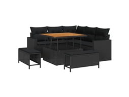Maison Exclusive - Conjunto De Sofá De Jardim Com Almofada 9 Pcs Preto Vime Pe