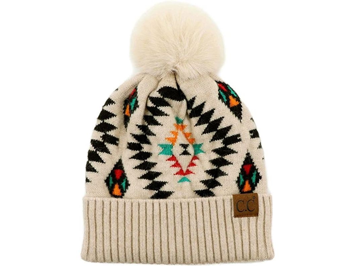 Chapéu Beanie de Tricot Espesso Elástico Fashion para Inverno e Outono com Pêlo Artificial