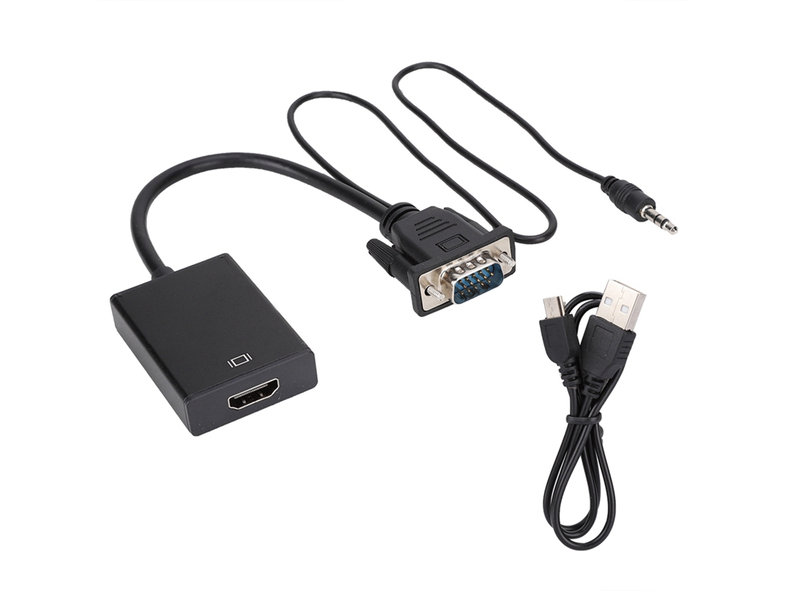 Conversor VGA para HDMI com Cabo de Áudio, 1080p, Plug and Play para Projetor, PC, HDTV | S/MARCA