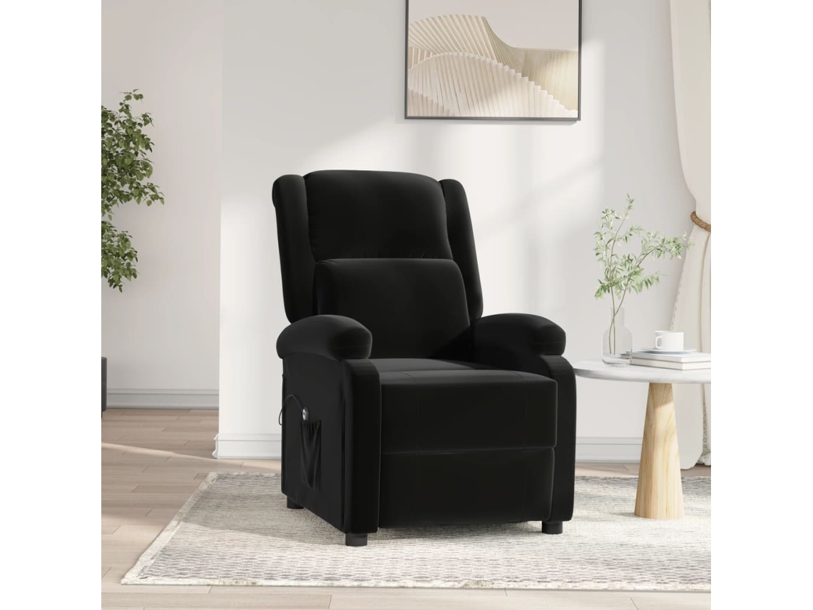 Vidaxl Poltrona De Massagens Reclinável Veludo Preto
