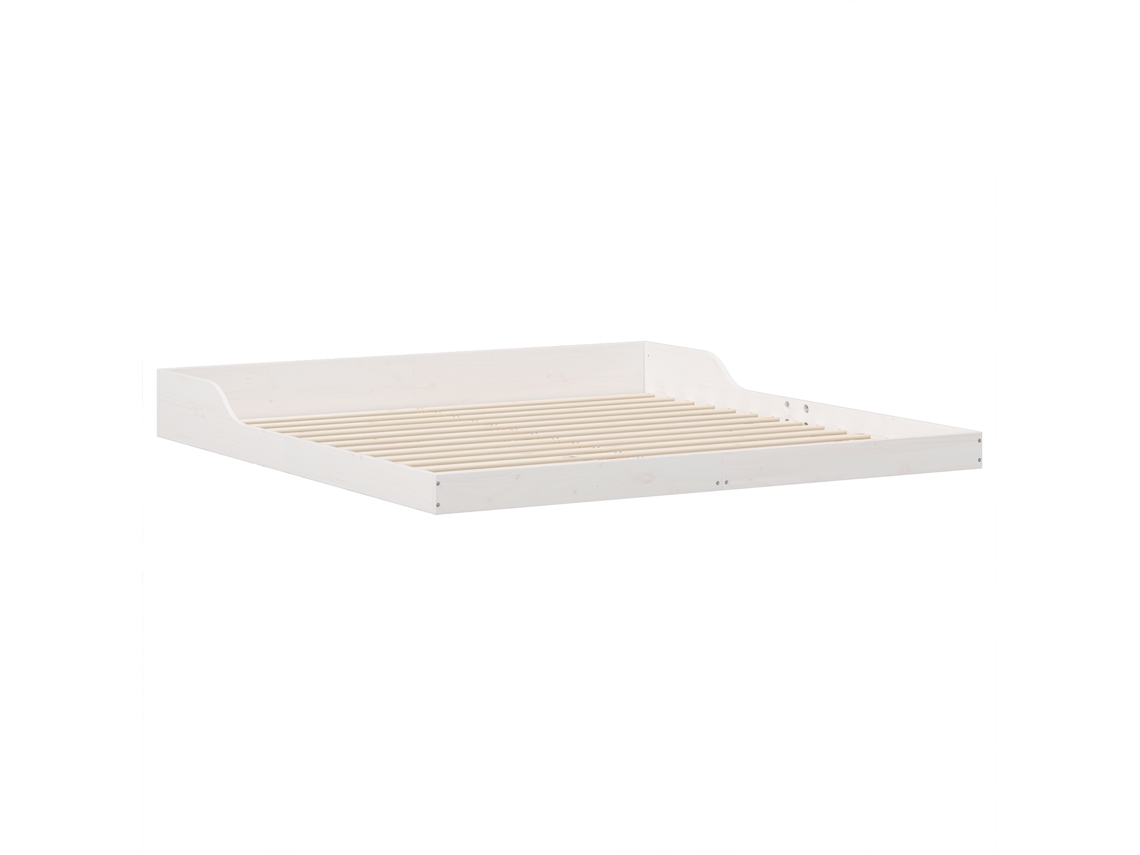 Conjunto 1 Estrado De Cama Plataforma Vidaxl Branco Madeira De Pinho Maciça (200 X 200 Cm)