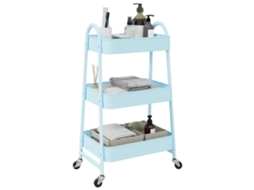 Vidaxl Carrinho De Arrumação 3 Camadas 42x41,5x77 Cm Aço Azul