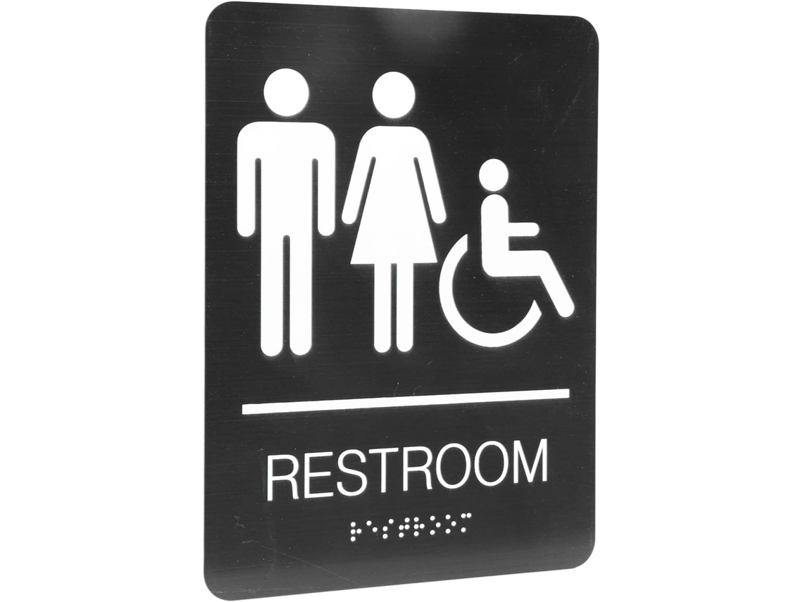 Placa De Banheiro Gonetre Em Aço Inoxidável Com Braille, Texto Em Relevo E Adesivo Na Parte Traseira, Para Uso Na Porta