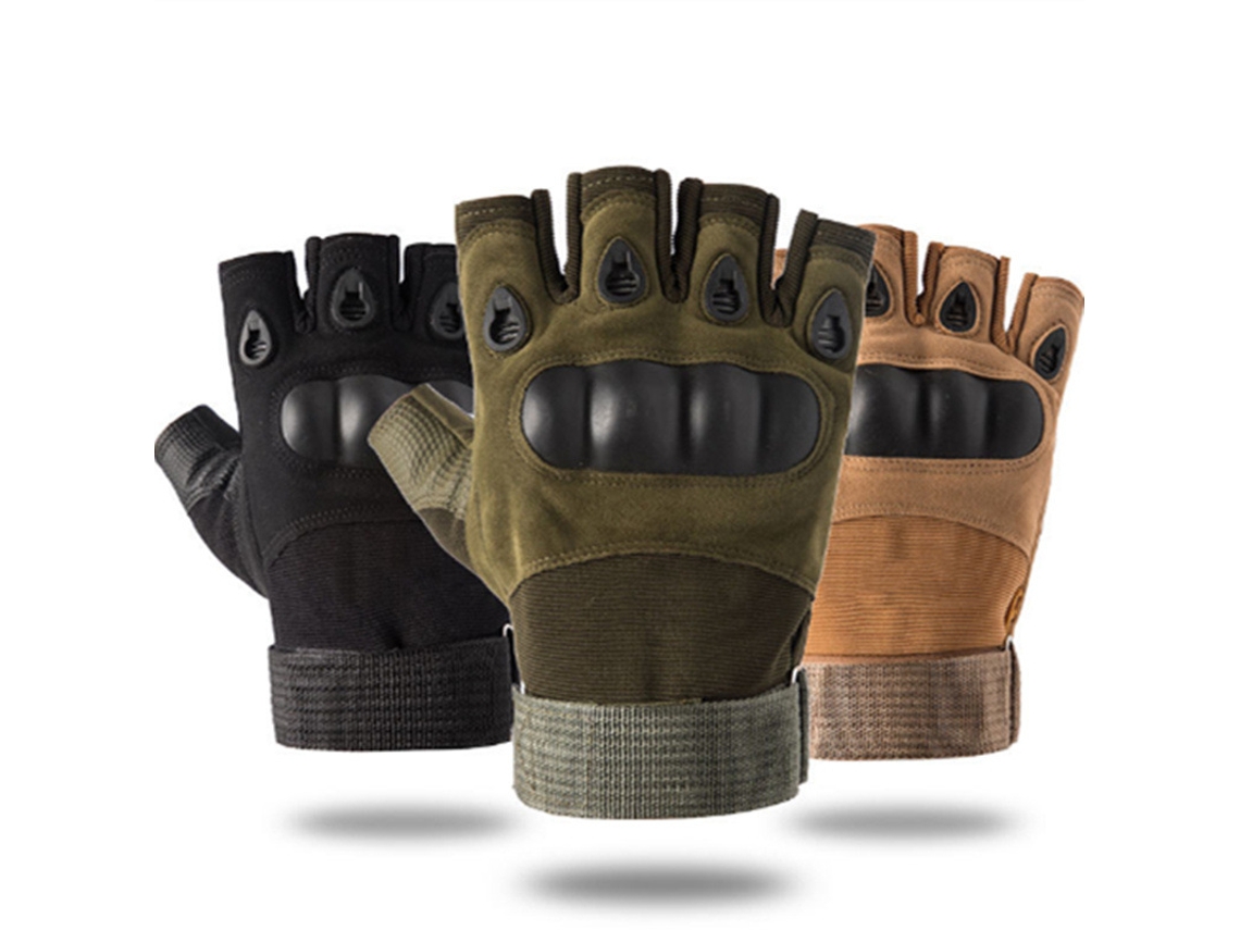 Luvas Táticas Masculinas Dedos Longos E Meios Dedos Para Motocicleta, Ciclismo, Treino, Outdoor Preto L