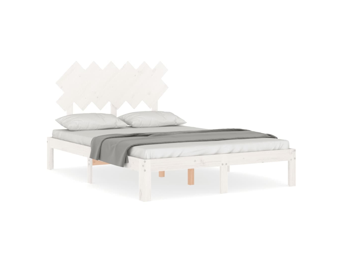 Cama Sem Colchão 120x200 cm Madeira de Pinho Maciça Branco MAISON EXCLUSIVE