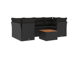 Conjunto de 7 Sofás para Jardim com Almofadões Vime Pe Preto MAISON EXCLUSIVE (N/A)