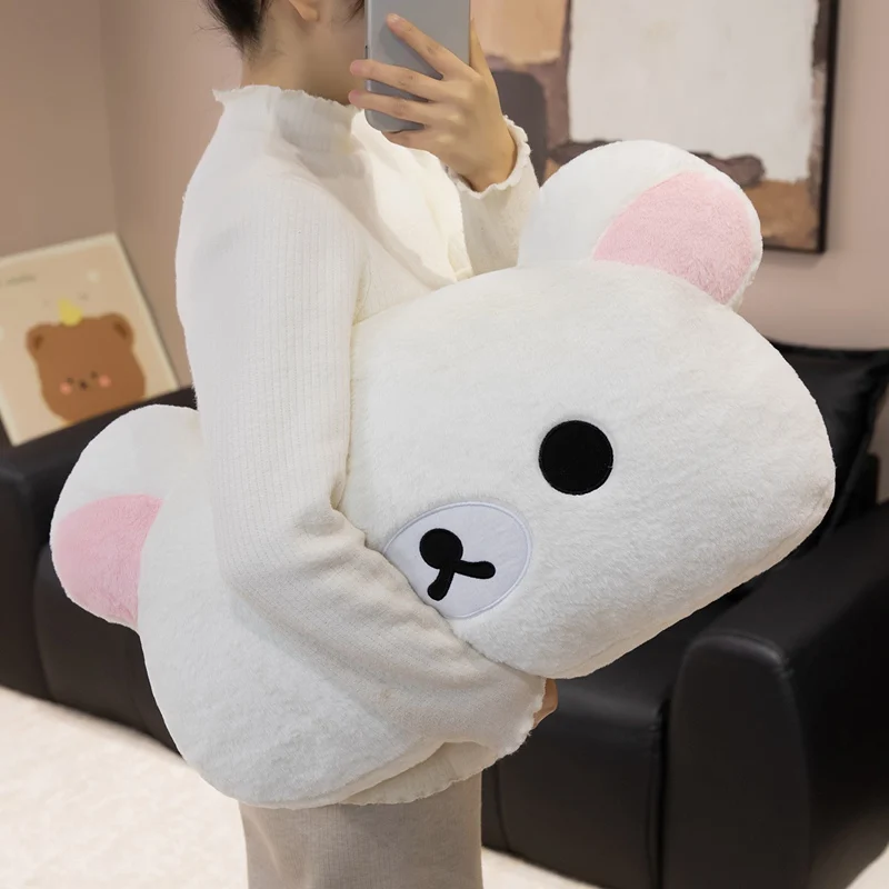 Almofada/travesseiro Fofo em Formato de Cabeça de Urso para Adultos, Decoração para Casa, Proteção para a Coluna MDUG (branca, 55cm)