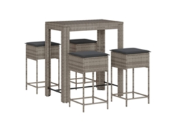 Maison Exclusive - 5 Pcs Conjunto De Bar P/ Jardim C/ Almofadões Vime Pe Cinzento