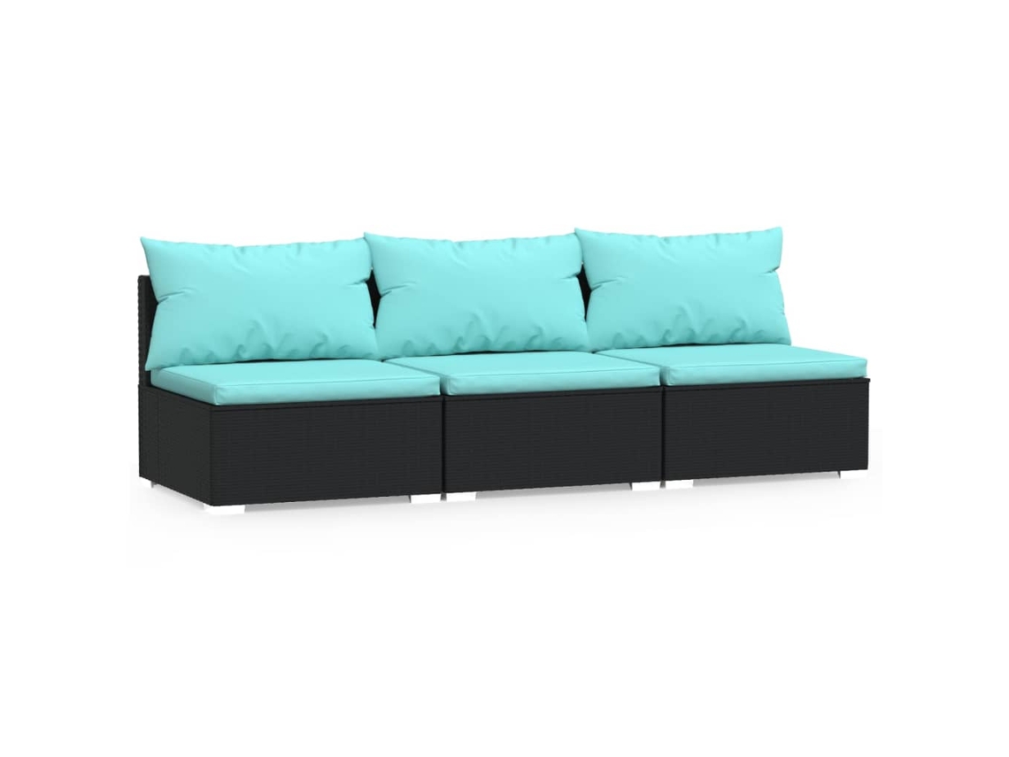 3-seater Sofa, 3-seater Sofas Vidaxl Preto Rattan / Vime (n/a)