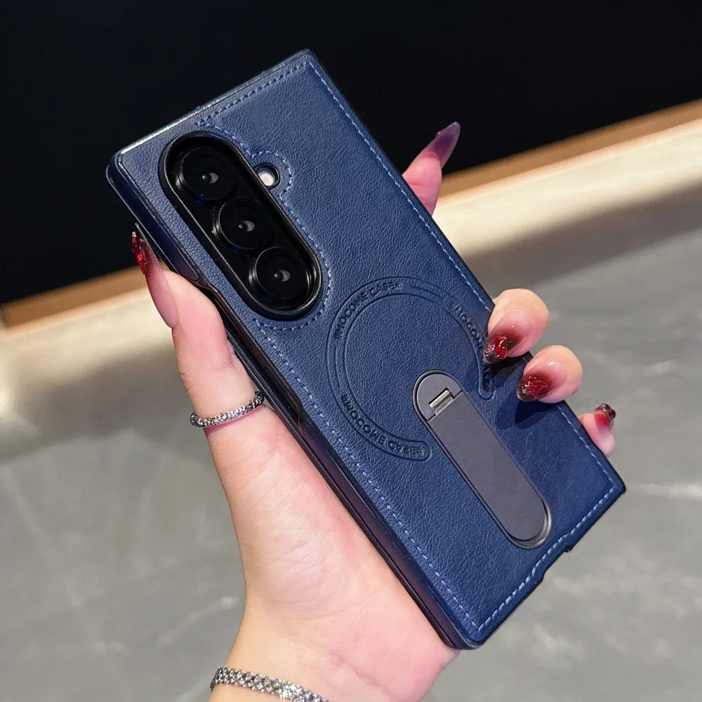 (azul Escuro, Galaxy Z Fold5) Capa Protetora Com Suporte Magnético Invisível, À Prova De Choque E Com Proteção Para Carregamento Sem Fio.