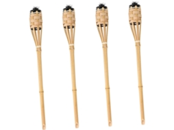 Conjunto de 4 Tochas de Bambu para Jardim, Lamparinas Decorativas a Óleo e Estacas para Fixação no Solo, Ideais para Festas. SFUSHOS