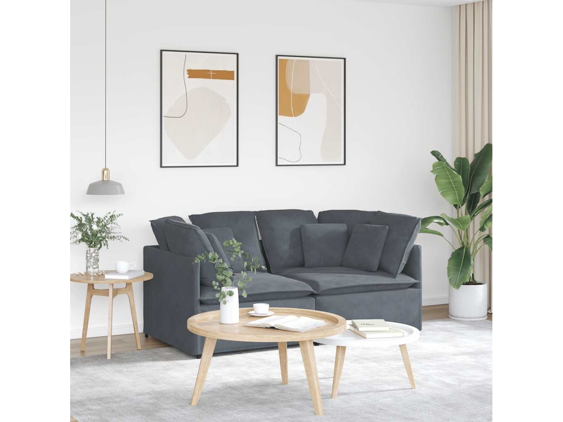 Vidaxl Sofá Modular Com Almofadas Veludo Cinzento-escuro