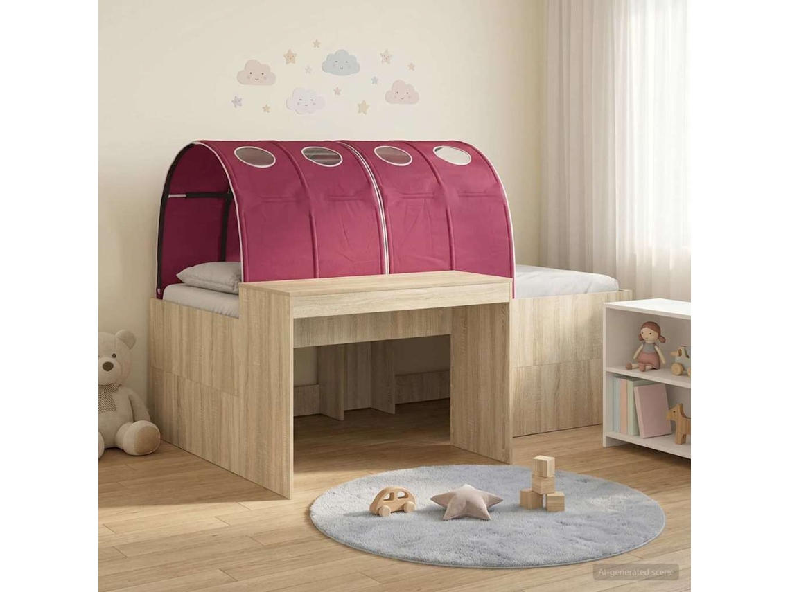 Vidaxl Cama Com Túnel 3 Unid. Carvalho Artisian E Vermelho