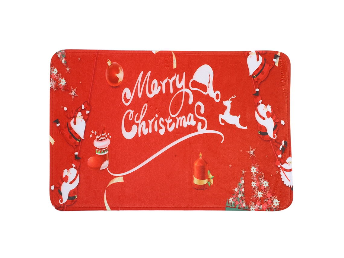 Tapete Anti derrapante para Porta e Piso com Padrão de Natal Absorvente para Cozinha e Banheiro