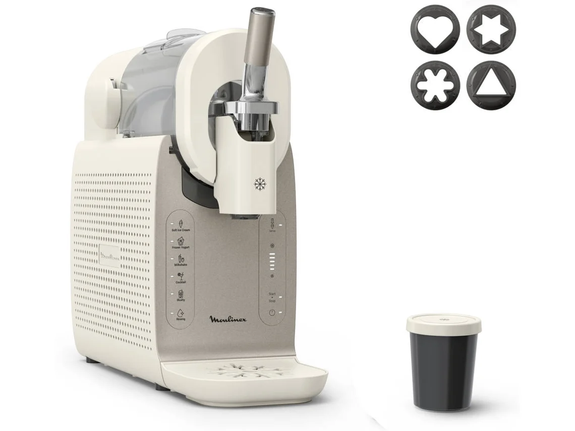 Máquina de Gelados MOULINEX FREEZI MJ803AF0 (2 L - 5 Programas Automáticos - Creme)