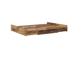 Conjunto 1 Estrutura De Cama Moderna Vidaxl Castanho Madeira De Pinho Maciça (140 X 190 Cm)