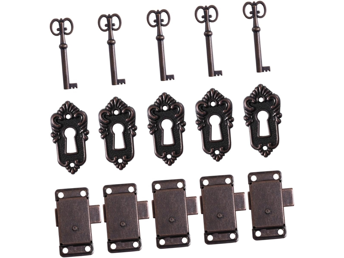 Conjunto De 5 Fechaduras Ferro Para Armários, Estilo Vintage, Com