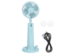 Ventilador Portátil Usb Recarregável 3 Velocidades Mini Azul com Espelho