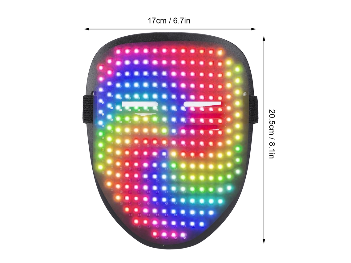 Capa Facial Iluminada Led Com Imagens Móveis E Estáticas