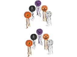 Conjunto De 10 Lanternas De Papel Em Formato De Aranha Para O Halloween.