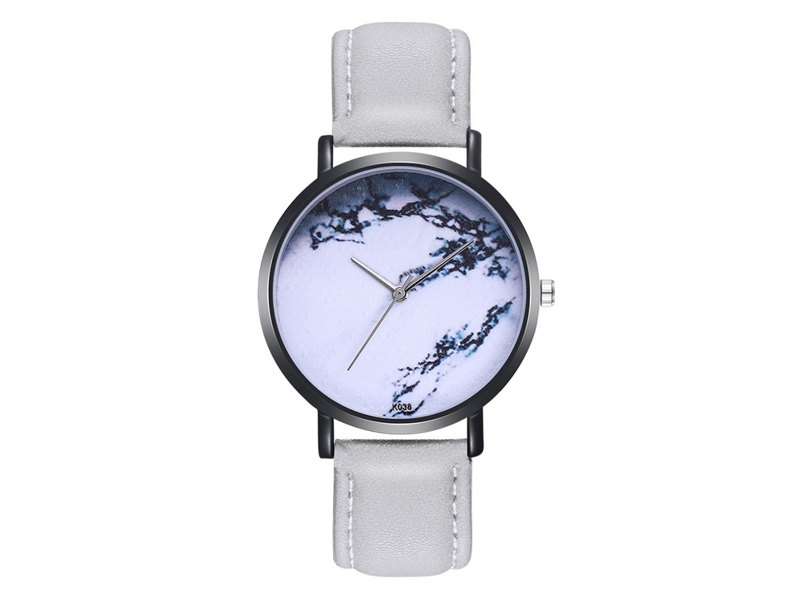 Reloj Casual Unisex Con Dial Grande De Cuero Pu Gris Para Hombres Y Mujeres