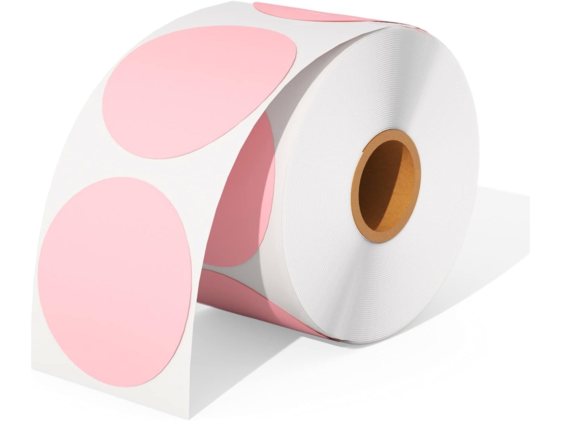 Rolo De 500 Etiquetas, Um Conjunto De Etiquetas Térmicas Redondas Rosa, Adequado Slowmoose