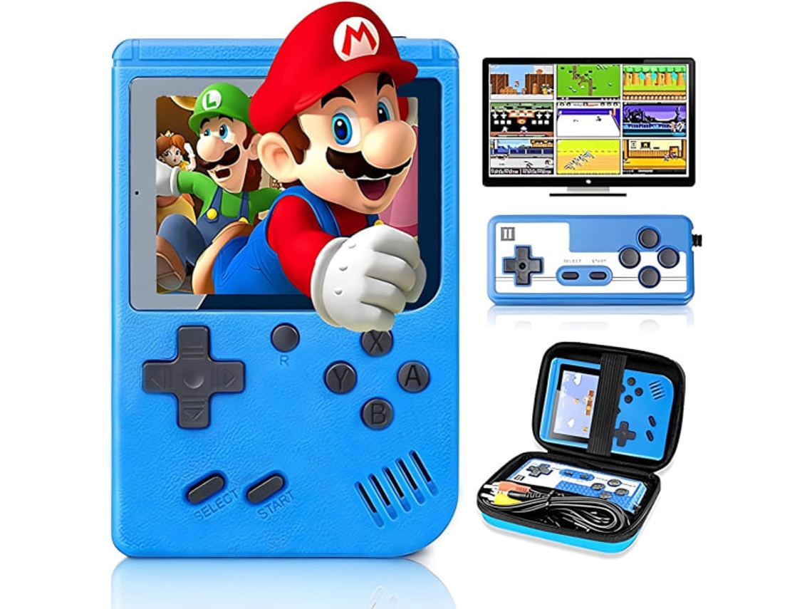 Console Portátil Retrô com 400 Títulos Clássicos, Tela de 3 Polegadas, Azul AQUAFORGE