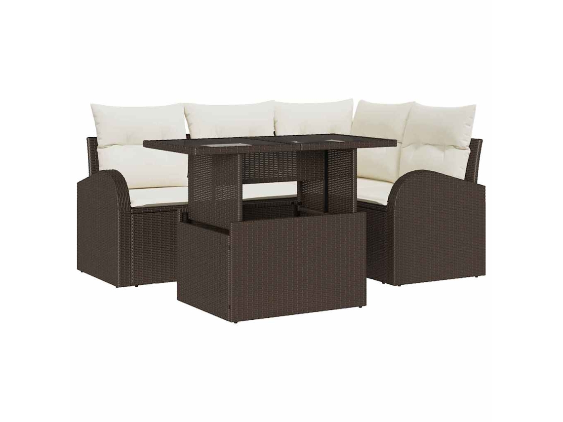 Maison Exclusive - Conjunto De Sofá De Jardim 5 Pcs Castanho Rattan Sintético