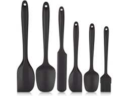 2026 set de 6 Espátulas de Silicona para Cozinha, Resistente Ao Calor Inoxidável para Cozinhar, Assar e Misturar, Preto