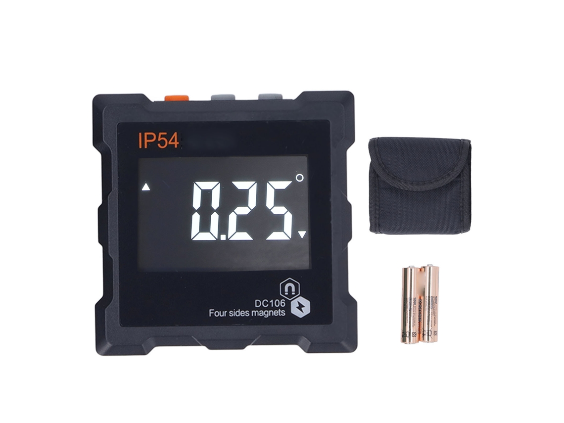 Finder De Ângulo Digital Ip54 Com Lcd 4x90°, Medidor Magnético 360° Inclinômetro De 1300mah Preto