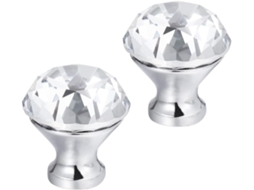 Conjunto De 2 Puxadores Porta Cristal Com Furo Único Para Armário