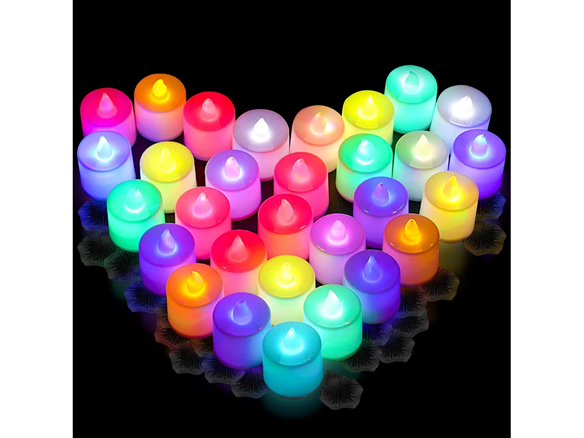 (96 Velas Led Redondas E Multicoloridas) Sem Chama, Suporte Eletrônico Para Velas Alimentado Por Bateria, Adequado Para Uso Interno.