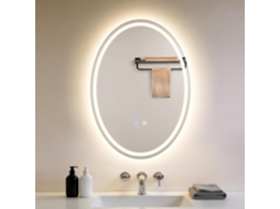 Nettlife Espelho Casa De Banho Oval Led 50 × 70 Cm, Touch, Desembaciador, Regulável 3000-6500k, Ip44, Parede.
