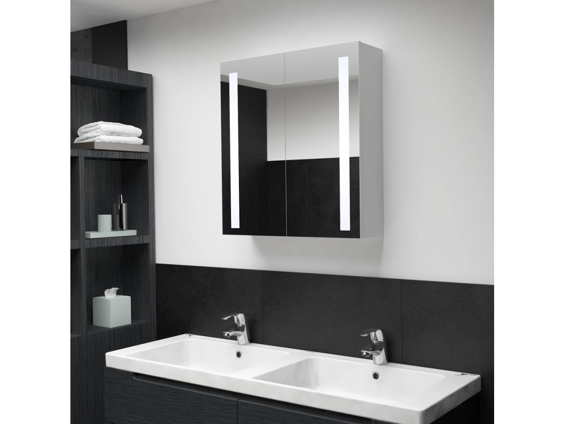 Vidaxl Armário Espelhado Para Casa De Banho Com Led 60x14x62 Cm
