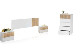 Conjunto de Quarto Nitza Artik Natur DUEHOME ABS Melamina Branco (166x50x3cm)